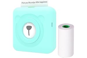 Bisofice PeriPage Mini Printer, Portable Thermal Printer for Smart Phone, Mini Sticker Printer with Bluetooth Wireless, A6 Thermal Label Printer with iOS & Android, Receipt, Notes, Photo (Mint Green)