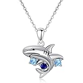 Silikepa Ocean Necklace 925 Sterling Silver Dolphin/Turtle/Seahorse/Mermaid Necklace Ocean Animal Jewelry Gift for Women