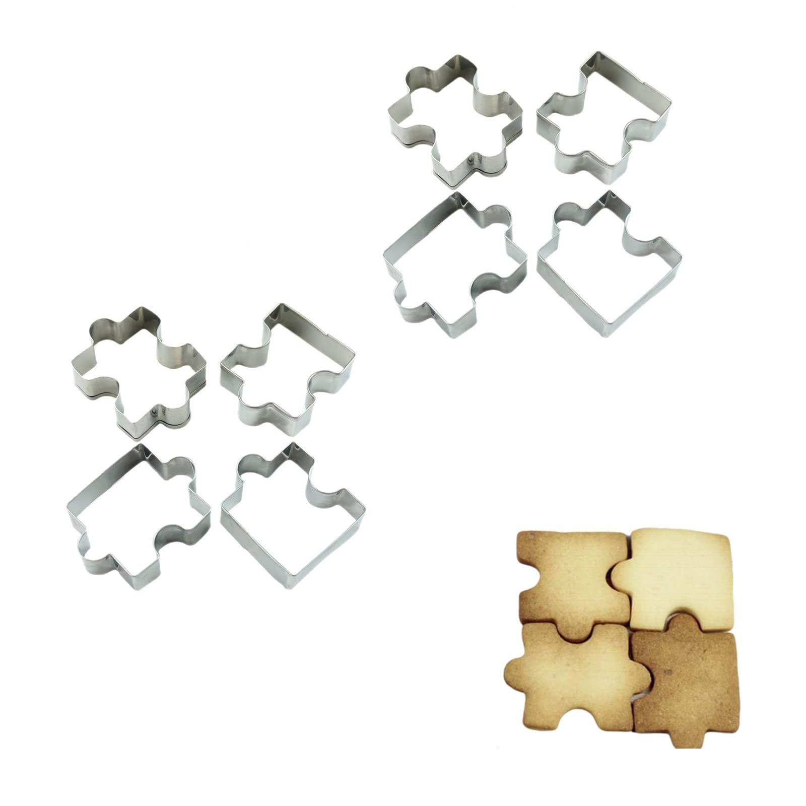 EPRHAY 2 Sets Puzzle Pieces Stainless Steel Cookie Cutter，Biscuit Molds Fondant Metal Jigsaw Cutter Baking Tools Cake Art Birthday Party Decoration Mold Party Supplies Favors
