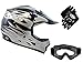 TMS Youth Kids Black Flame Dirtbike Off-Road ATV Motocross Helmet MX+Goggles/Gloves (Large)