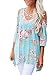 AlvaQ Women Fall Sexy V Neck Cold Shoulder Ladies Floral Top Plus Size Party Club 3 4 Sleeve Blouses T Shirt Tunic Blue