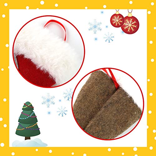 HANSGO Gnome Plush Santa Hat Cup Bottles Cover, 6PCS 7inch Xmas Santa Hats Silverware Holders, Christmas Tree Hanging Decoration