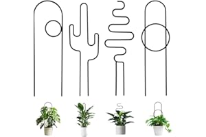 VENSOVO Small Plant Trellis for Climbing Plants Indoor - 13.8 Inch Trellis Indoor with Different Patterns for Vine Ivy Flower Plant Support, Metal Garden Trellis for Potted Plants, Set of 4 (Black)