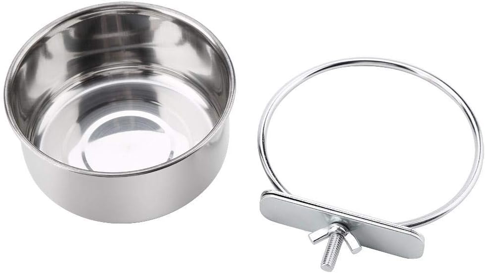Parrot Feeding Bowl, Parrot Parakeet Stainless Steel Food Water Feeder Bird Cage Accessory(S), Silver - Image 3