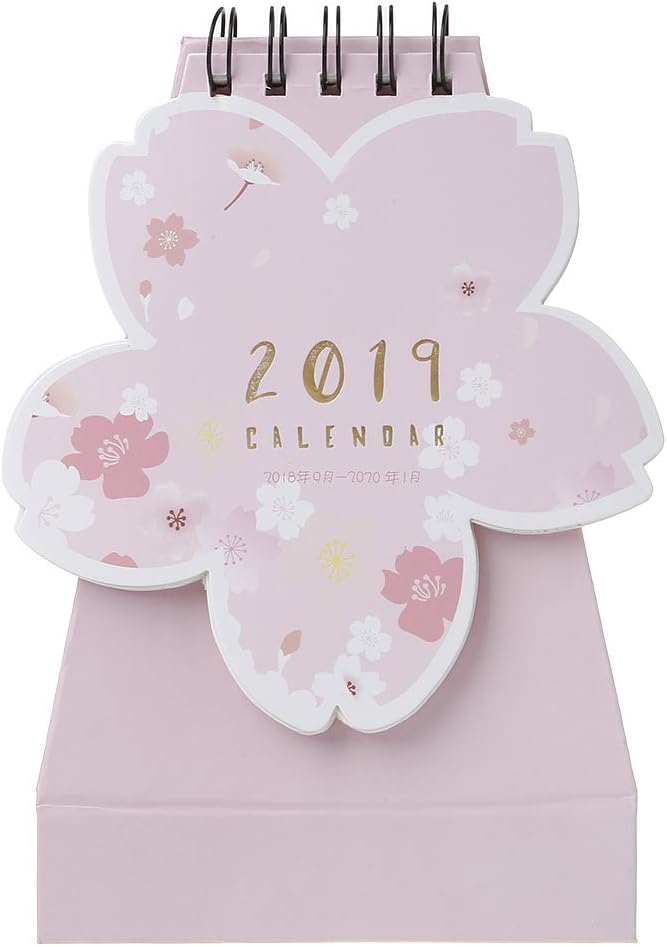 mgjyjy Sakura Shaped 2019 Desk Calender, Memo Daily Schedule Table Planner