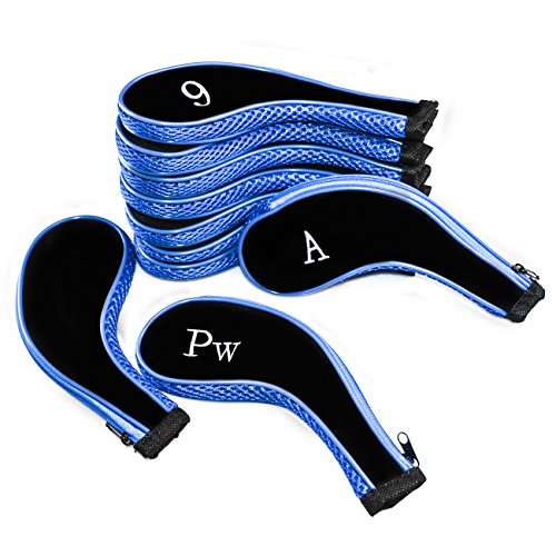 Aree Golf Club Covers,Neoprene Zippered Headcover For Golf Club Iron Head Covers Set For All Standard Clubs 10 PCS