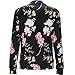 Mojessy Women's Floral Print Classic Quilted Baseball Jacket Fall Short Biker Bomber Jacket Coat Medium Black