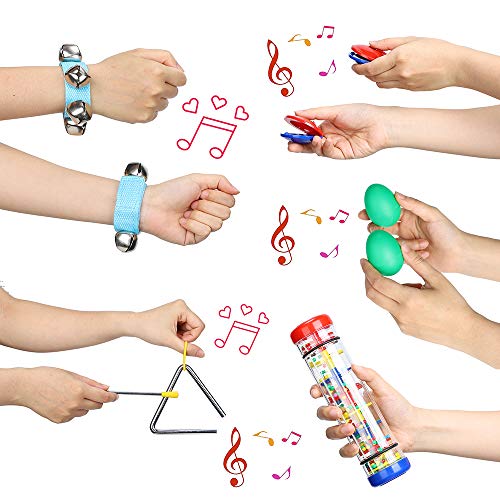 Ubblove Toddler Musical Toys Kit for Kids-12 Types 20pcs with Tambourine Xylophone Rainmaker for Boys Girls Preschool Music Education Instrument Set with Storage Bag (Blue)