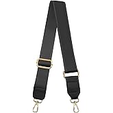 PHITUODA Black Leather Purse Strap Wide Adjustable Shoulder Purse Strap Handbags Replacement Crossbody Straps with Swivel Clasps, 33~55inch