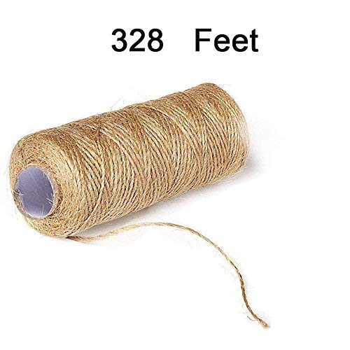 Giveet 328 Feet Natural Jute Twine and 100 Pieces Mini Clothespins, Multi-Purpose Arts Crafts Twine Industrial Heavy Duty Packing String for Gifts, DIY Crafts, Festive and Gardening Applications