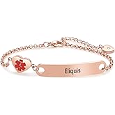 LSxAB Rose Gold Medical Alert Bracelets for Women Men Adjustable Stainless Steel First Aid Bracelets