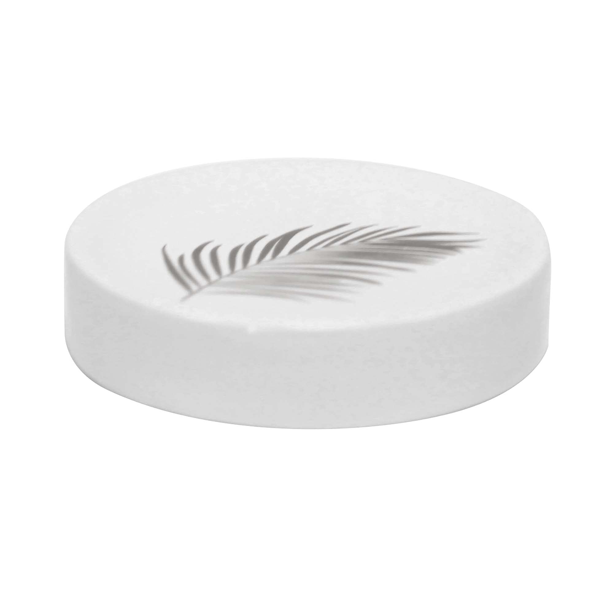 douceur d'intérieur, Soap Dish (Diameter 11.2 x 2.2 cm) Orbella White/Silver, Ceramic Printed Silver