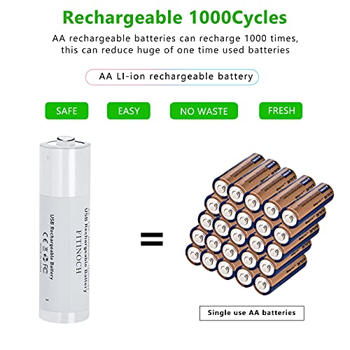 Rechargeable AA Lithium Batteries with 4 in 1 USB Charging Cable,USB Lithium ion Double A
