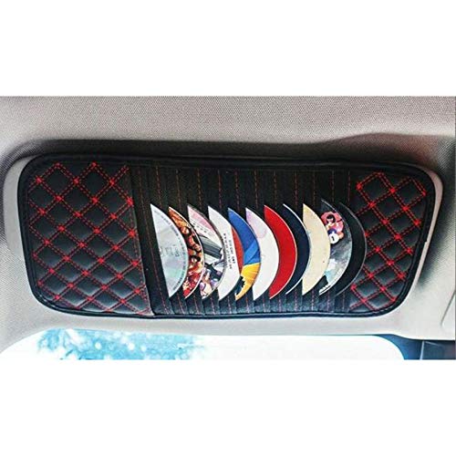 LOZOME Car Sun Visor CD Holder Vehicle Organizer,PU Leather, Auto Interior Accessories 13 Pocket CD, DVDs Storage Case, Registration, Document and Ticket Personal Belonging Storage Pouch Organizer