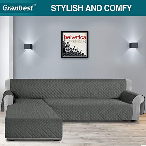 Granbest Sofa Covers for L Shape Sofa Reversible Sectional Couch Covers