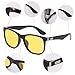 Polarized Night Vision Driving Sunglasses Sports Travelling Retro Vintage Stylish Square Trendy Shades UV 400 Protection Suitable for Women Men Glasses (Night Vision Lens/Bright Black Frame)