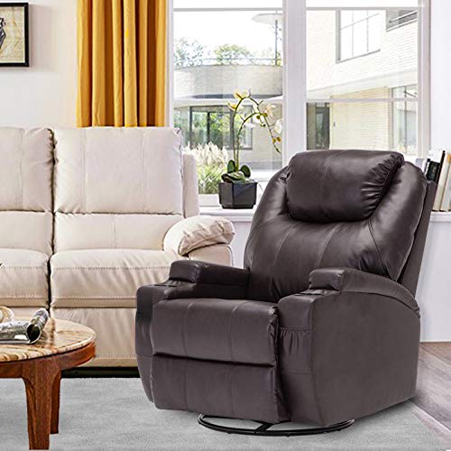 Mecor Massage Recliner Chair PU Leather Recliner Chair with Heat Rocker