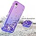 Wallme Moto E6 Case,Moto E 6th Gen Case with HD Screen Protector[2 Pack],Glitter Diamond Hearts Flowing Sparkle Bing Girls/Women Protective Phone Case for Motorola Moto E6(Purple/Blue)