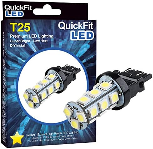 QuickFitLED 3157 T25 White 18SMD 5050 Reverse Back Up Tail Brake Stop Turn LED Light Bulbs (Pack of 6)