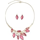 Mycitta Vintage Chunky Statement Jewelry Set Retro Leaf Floral Geometric Bohemian Boho Bib Necklace Earring Set Fashion Costume Jewelry for Women Girls Wedding Party Prom Unique Gift