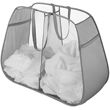 Whitmor Pop and Fold Double Hamper, Paloma Gray