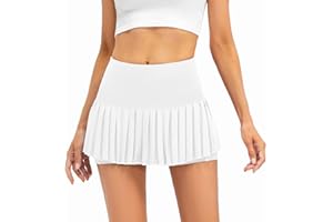XNMAYA Women Pleated Tennis Skirt High Waisted Golf Athletic Skort Mini Skirts with Shorts Pockets Workout Running Apparel