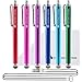 The Friendly Swede Bundle Micro-Knit Hybrid Fiber Tip Universal Capacitive Stylus Pens (Hot pink,Aqua blue,Green,Dark blue,Red,Purple)