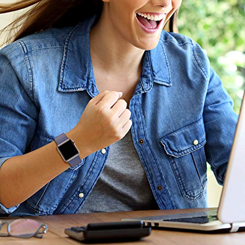 DaQin Compatible with Apple Watch Band 44mm 42mm, Sport Replacement Bands for iWatch Series 4 Series 3/2/1, Blue Gray, S/M