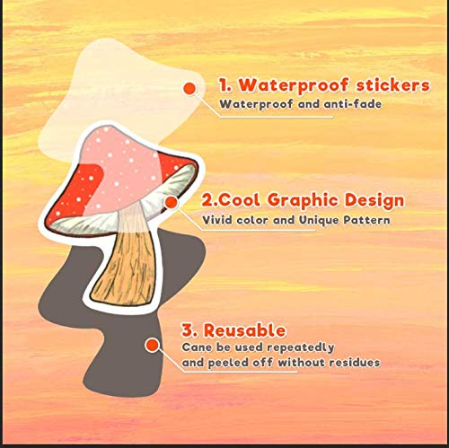 50pcs Mushroom Stickers for Water Bottles, Vinyl Waterproof Stickers Decals for Laptop Scrapbook, Vinyl Stickers for Adults, Kids, Tenns