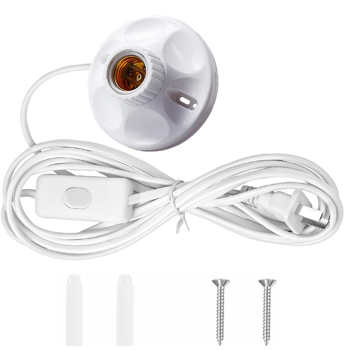 Photo 1 of 10FT Light Bulb Base with Cord E26/E27 Light Socket with On/Off Switch, 110V-250V Lamp Base for Light Socket with Cord, Light Bulb Socket with Plug-in Lamp Holder Base for ?Desktop,Include Screw ? ?