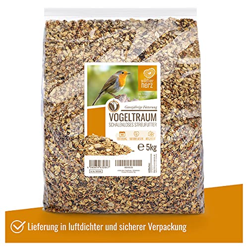 wildtier herz I Vogeltraum Schalenlos - Premium Vogelfutter, Wildvogelfutter Schalenfrei, Ganzjahresfutter mit Sonnenblumenkerne, Vogel Streufutter (5kg) – Bild 6