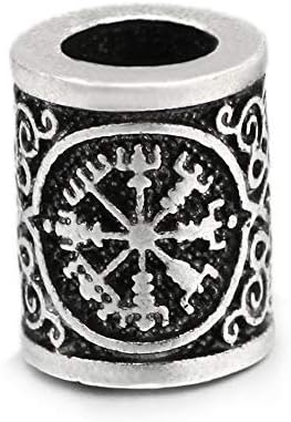5 Piece 1.7cm Large Viking Viking Compass Middle Aged Hair & Beard Beard Dreadlocks Jewelry Handmade for Bracelet. Pagan amulet Scandinavian Odin symbol Norse