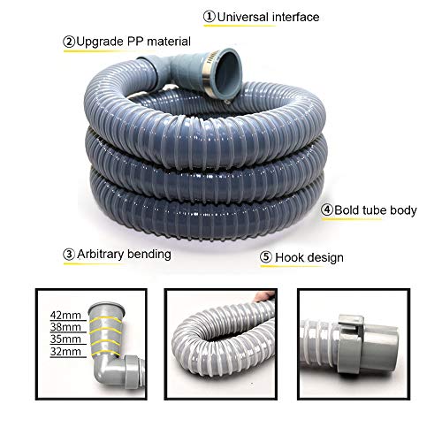 6ft Washing Machine Drain Hose, Right Angle with 90 degree Elbow
