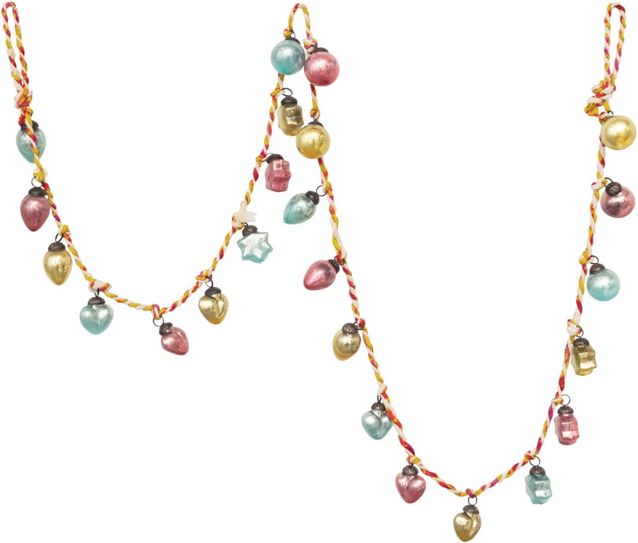 Wreaths, Garlands & Swags - Creative Co-Op Mercury Glass Ball Ornament Garland on Braided Sari String (Packaging May Vary)