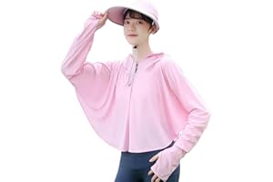 JOONOR Female Anti-UV Shirt Hooded Sun Protection Shawl with Mask,outdoor Cycling driving Ice Silk Sunscern Clothing
