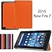 Fire 7 5th Generation Slim Shell Case,Mama Mouth Ultra Slim Lightweight 3-folding PU Leather Standing Cover For 7