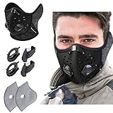 KINGBIKE Dust Mask with Windproof Ear Muff with Extra Filter -Activated Carbon Respirator with Filter Filtration Cotton Sheet Valves Exhaust Gas Anti Pollen Allergy PM2.5