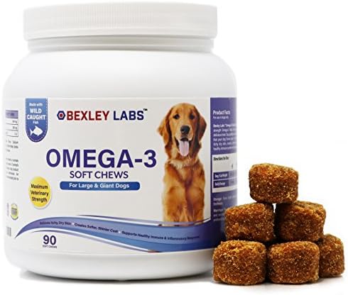 Bexley Labs Omega 3 For Dogs Soft Chews - Relieves Dry, Itchy Dog Skin! Creates Soft, Shiny Coat! Joint Support for Dogs - Veterinary Formula - Made in USA - For Large Dogs - Satisfaction Guarantee