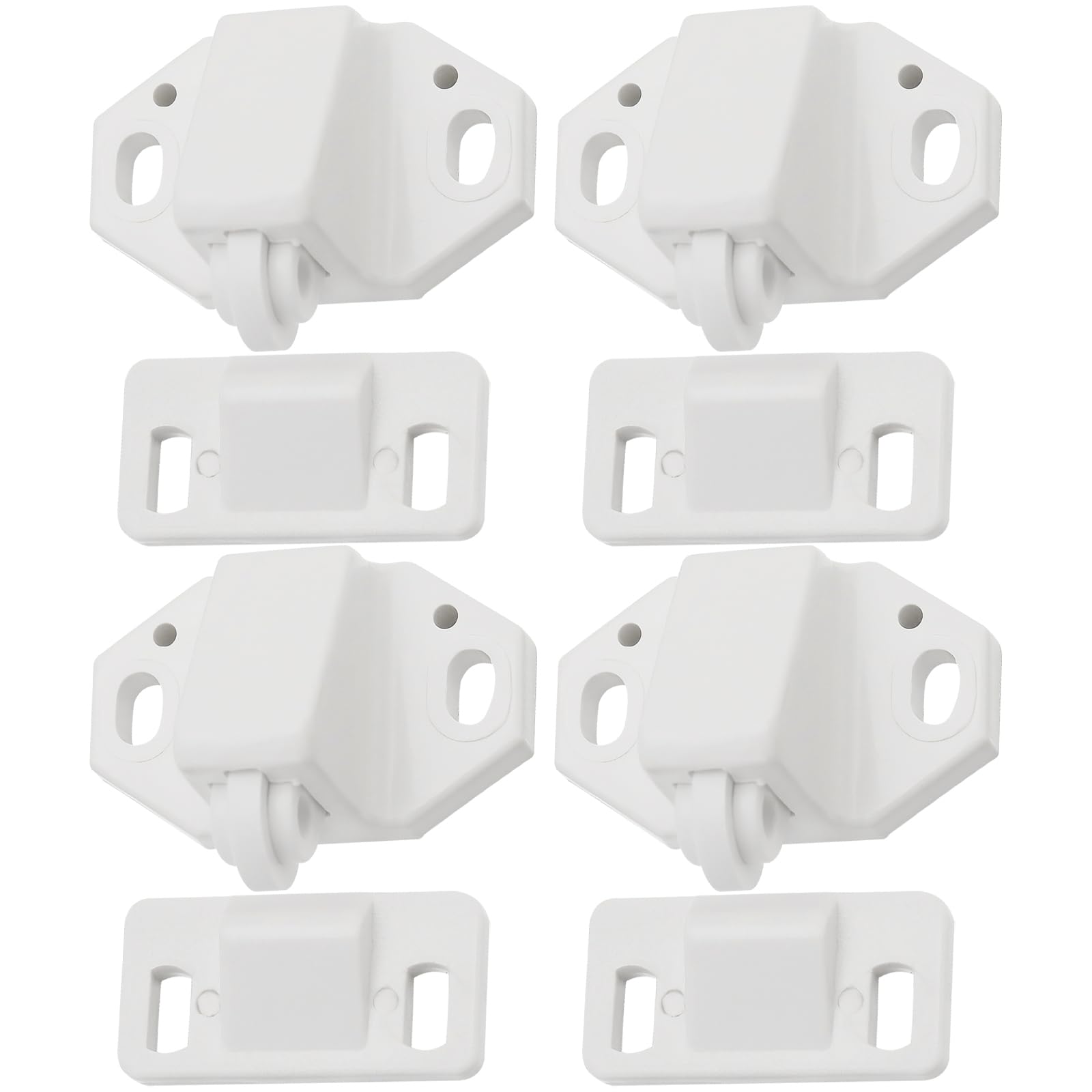 EMSea 4 PCs Plastic Door Catch Latche Stopper White 35x21mm for Cabinet Caravan Cupboard Motorhomes Boat Door Retainer Catches Strong Hold Accessories (Type B)