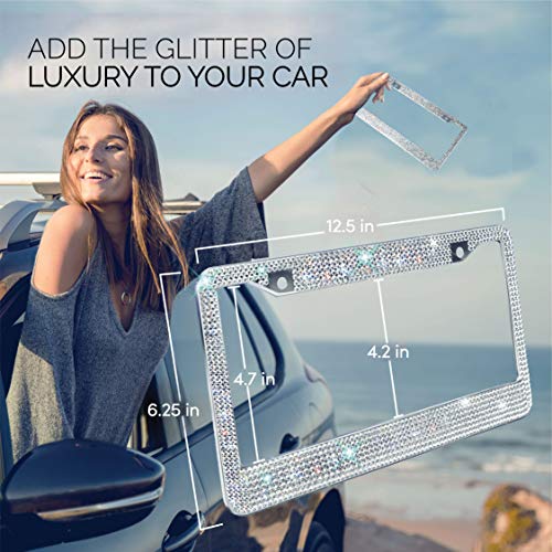 4 Glass+Diamond+License+Plate+Frame