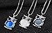 Exwking Trendy Necklace Crystal Jewelry Statement Women Silver Owl Chain Long Necklaces(blue)