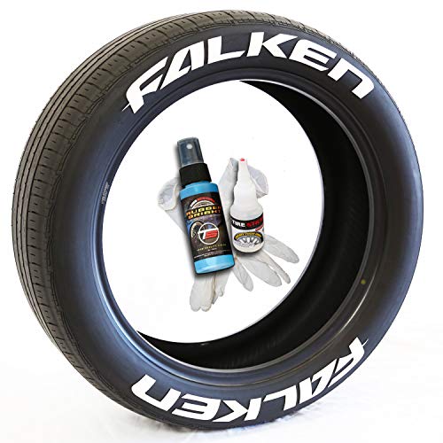 Tire Stickers Falken Permanent Tire Lettering Kit USA Made with Glue - Custom Sizing/Colors - (Pack of 8)