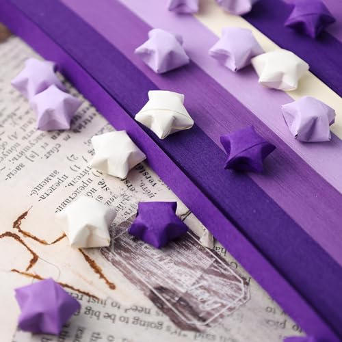 MCPINKY 1080 Sheets Star Origami Paper, Purple Star Paper Strip Double Sided Origami Stars Paper Lucky Star Paper for DIY Crafts Art School Supply