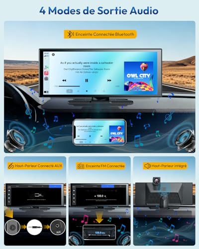 ESSGOO CarPlay Voiture, Supporte CarPlay sans Fil et Android Auto, Écran Tactile IPS 11,3 Pouces, Caméra Avant 4K et Caméra de Recul 1080P, Bluetooth 5.3, GPS, FM, AUX, Mirror Link