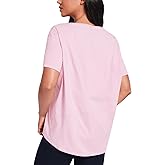 HeyNuts Women's Pima Cotton Short Sleeve Workou Shirt Boat Neck Loose Fit T-Shirts Athletic Tops Casual Shirts