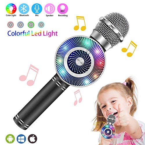 Wireless Karaoke Microphone, Handheld Bluetooth Microphone with Speaker and light Echo Mic Portable Karaoke Player for Kid Adult Girl Home Party Singing Birthday Gift, Compatible iPhone Android - Thumbnail 7