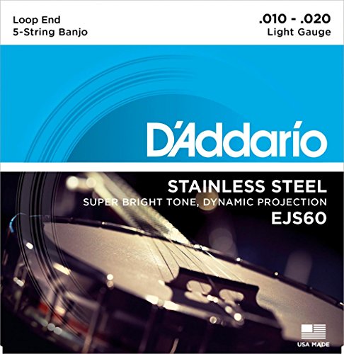 D'Addario EJS60 Stainless Steel Banjo Strings - .010-.020 Light 5-Str