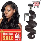 Puddinghair Unprocessed Virgin Brazilian Hair Grade 7A Body Wave Brazilian Human Hair Bundles Natural Black 1 Bundle 10 Inch