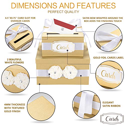 Algopix Similar Product 8 - Gold Gift Card Box  2 Tier  Perfect