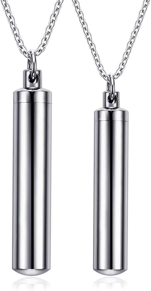 Cupimatch Cinerary Casket Locket Couple Pendant Necklace Chain